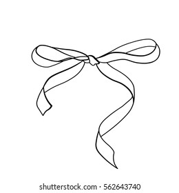 A bow ribbon gift in a vintage woodcut engraved etching style. Design element isolated