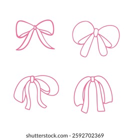 Bow and ribbon hand drawn for element, gift, beauty, salon and illustration