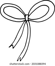 bow ribbon icon. hand drawn doodle. vector, scandinavian, nordic minimalism monochrome