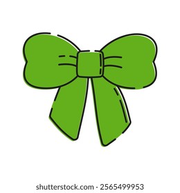 Bow Ribbon Illustration, A decorative green bow Illustration, often seen in Irish-themed festivities.