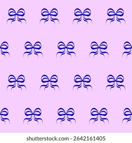 Bow Ribbon Isolated on Pink. Celebration Party Seamless Pattern Decoration. Vintage Romantic Wrapping Paper Print. Fabric Textile Aesthetic Ink Line Art Sketch. Wedding Wallpaper Outline Decor