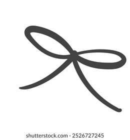 Bow ribbon knot line icon. Outline hand drawn vintage element of gift box and decoration of holiday. Birthday, Christmas present wrap mascot, simple cute bow with rope icon vector illustration