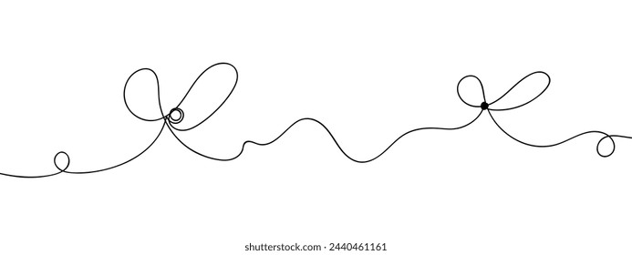 Bow, Ribbon Bow, line art style vector with transparent background.