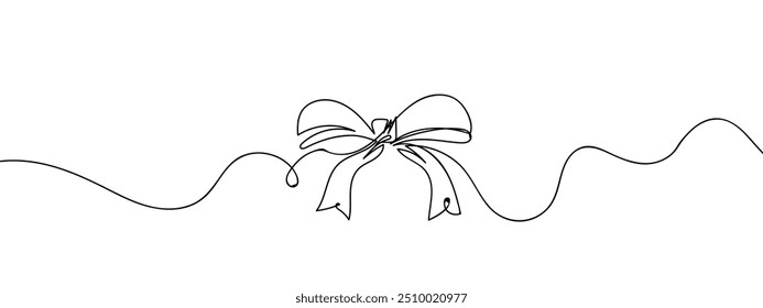 Bow, Ribbon Bow, line art style vector with transparent background.