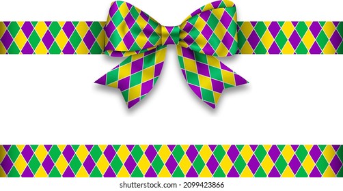 bow and ribbon with mardi gras colors