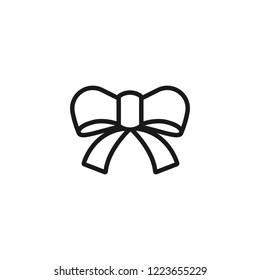 Bow Ribbon Minimalistic Flat Line Outline Stroke Icon Pictogram Symbol Set