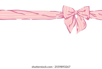 Bow and ribbon on white background. Hand drawn bows ribbons holiday decoration illustration. greeting, wedding, birthday party, gift, valentines day, wrapping element card design