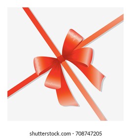 Bow and ribbon on white background. Holiday decoration for cards and gifts.