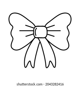 Bow ribbon outline icon. Vector illustration isolated on white.