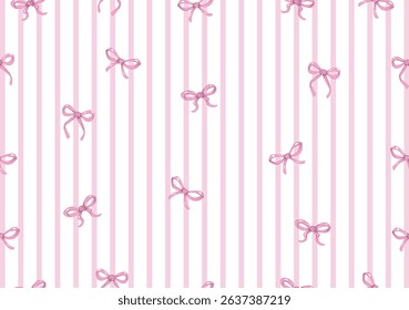bow ribbon pattern repeating hand drawn seamless  inspirational cute quote slogan typography. Vector illustration design for fashion, tee, t shirt, print, poster, graphic, background.Coquette bows 
