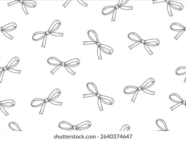 bow ribbon pattern repeating hand drawn seamless  inspirational cute quote slogan typography. Vector illustration design for fashion, tee, t shirt, print, poster, graphic, background.Coquette bows 