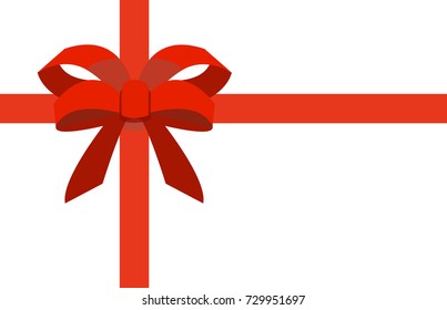 Bow Ribbon Present Package Isolated Flat Vector On White Background