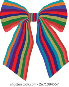 Bow Ribbon Rainbow Stripe Vector