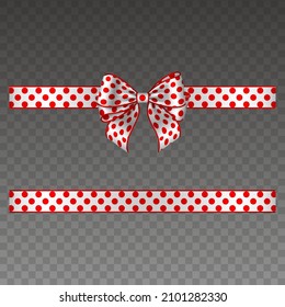 bow and ribbon with red dots vector