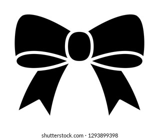 Bow ribbon or riband gift decoration flat vector icon for apps and websites