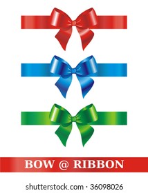 Bow and ribbon. Set of design elements.
