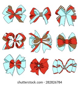 Bow ribbon set. Vector illustration.