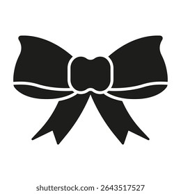 Bow Ribbon Solid Icon. Decorative Gift Wrapping, Fashion Accessory, And Celebration Ornament Silhouette Symbol. Festive Decoration. Isolated Vector Illustration.
