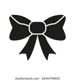 Bow Ribbon Solid Icon. Decorative Bowknot, Gift Wrapping, And Fashion Accessory Silhouette Symbol. Celebration, Festivity, And Style Element. Isolated Vector Illustration.