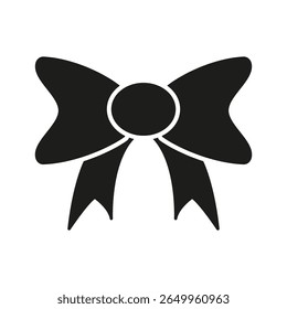 Bow Ribbon Solid Icon. Decorative Bowknot, Gift Wrapping, And Fashion Accessory Silhouette Symbol. Celebration And Ornamentation. Isolated Vector Illustration.
