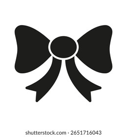 Bow Ribbon Solid Icon. Decorative Bowknot, Gift Wrapping, And Fashion Accessory Silhouette Symbol. Celebration And Ornamentation. Isolated Vector Illustration.