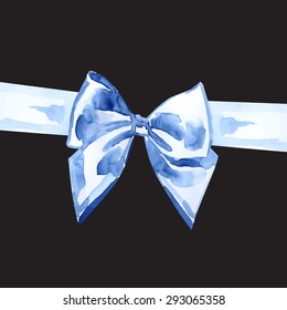 bow ribbon, vector watercolor