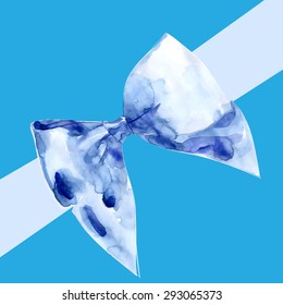 bow ribbon, vector watercolor
