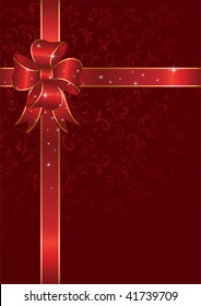 Bow and ribbon wrapping paper sheet, illustration