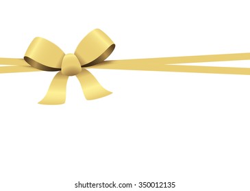 Bow with ribbons colored gold isolated on white background