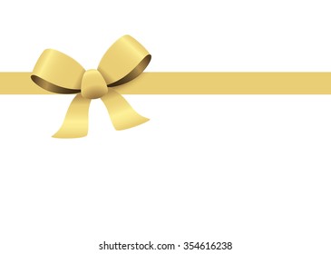 Bow with ribbons colored gold isolated on white background