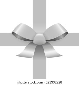 Bow with ribbons colored silver isolated on white background