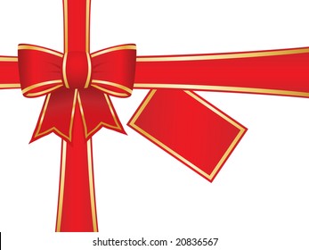 Bow and ribbons with gift tag