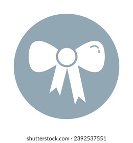 Bow Round Icon Vector Illustration Isolated on Transparent Background. Use for Xmas, Decoration, Greeting Card Etc.