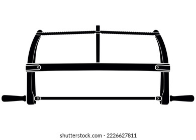 Bow Saw Silhouette. Vector Hacksaw Isolated Illustration. Handsaw Carpenter Tool, Wood Cutting Equipment