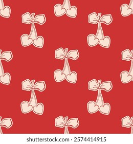 bow seamless pattern. Doodle gift ribbon. Hand drawn bow knots for greeting cards and holiday invitation, banner, poster. Decorative variety styles and shapes bows.