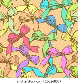 Bow seamless pattern in sketch style