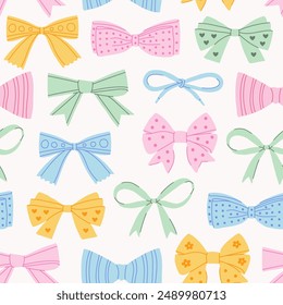 Bow seamless pattern. Surface decoration.Vector illustration.