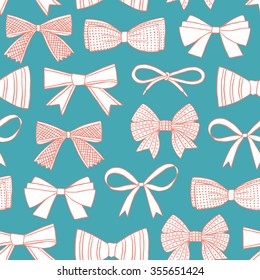 Bow seamless pattern. Surface decoration.Vector illustration. Cloth design, wallpaper, wrapping.