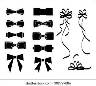 Bow-Set. Schwarz-Weiß-Silhouette