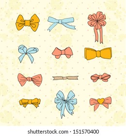 Bow set. Colorful vector illustration for girls