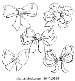 Bow set graphic black white isolated sketch illustration vector