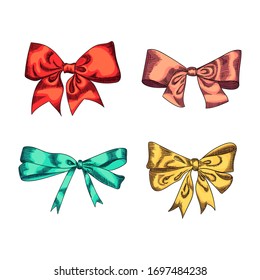 Bow set isolation on a white background, vector illustration.