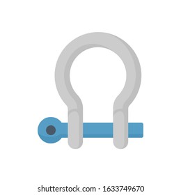 Bow Shackle Vector Icon. That Metal Or Steel With Locking Pin. Accessory Or Lifting Equipment With Breaking Strength For Winching, Industrial Crane Rigging, Tow Strap And Off-road Jeep Truck Recovery.