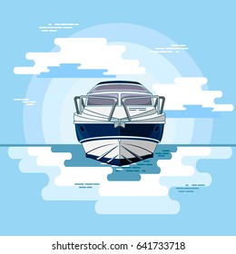 Bow of the ship. Beautiful flat colored vector with ship. Modern global  shipping design element. Ideal for shipment and  infographics and web. Modern flat design. Vector illustration.
