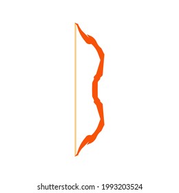 Bow for shooting arrow vector sport illustration vector icon. Sign shooting bow in flat style isolated white. Concept cartoon clip art equipment handgun tribal emblem war tool or cupid icon