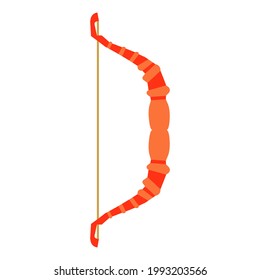 Bow for shooting arrow vector sport illustration vector icon. Sign shooting bow in flat style isolated white. Concept cartoon clip art equipment handgun tribal emblem war tool or cupid icon