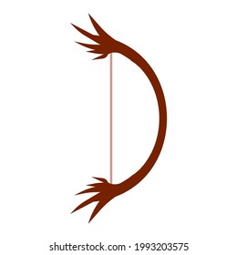 Bow zum Schießen Pfeil Vektorgrafik Vektorsymbol. Schild mit Schießbug im flachen Stil einzeln auf Weiß. Concept Cartoon Clip Art Equipment Handgewehr Tribal Emblem Kriegstool oder cupione Symbol