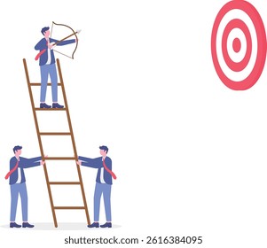 bow, shooting, high target, ladder , hit


