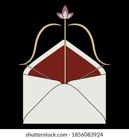 Bow-Shooting mit Lotus-Pfeil in der Papierhülle. Kreatives romantisches oder esoterisches Konzept.