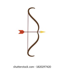 Bow para disparar en un estilo moderno y plano aislado. Ilustración del vector de material.